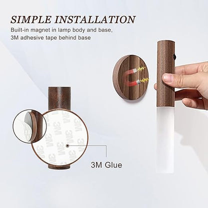 Glass Wood Motion Sensor LED Wall Light