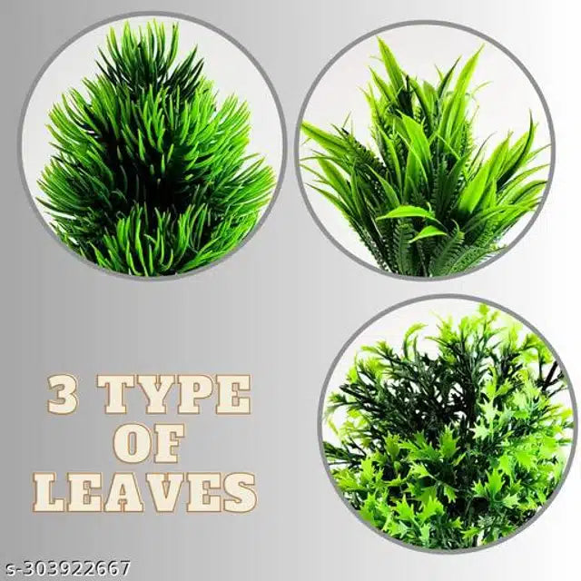 Set of 5 Green & White Potted Artificial Plants